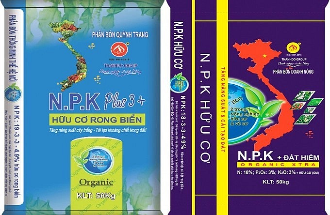 Sản phẩm Quỳnh Trang NPK Plus Hữu cơ rong biển và Doanh Nông NPK Đất hiếm Organic Xtra của THANHDOGROUP.