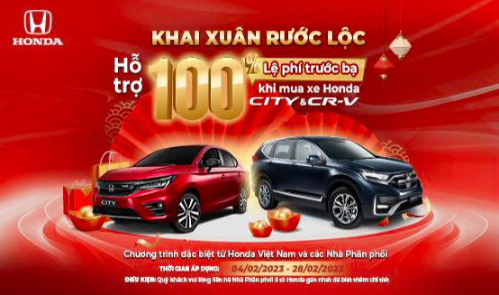 Honda CR-V và Honda City ‘tung’ ưu đãi 100% lệ phí trước bạ đầu năm