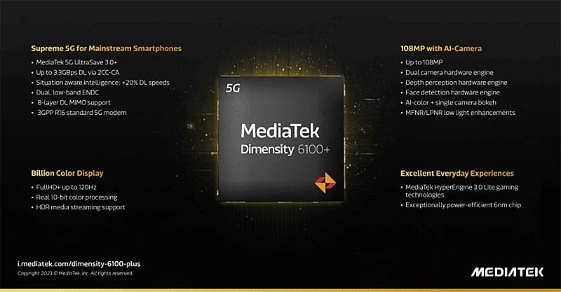 MediaTek công bố chip Dimensity 6100+ cho smartphone tầm trung