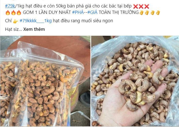 Hạt điều chỉ 79.000 đồng/kg