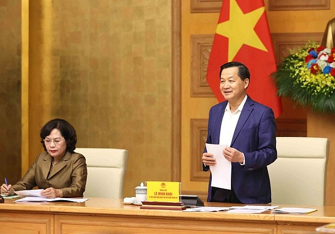 Phó thủ tướng Lê Minh Khái chủ trì phiên họp - Ảnh: VGP