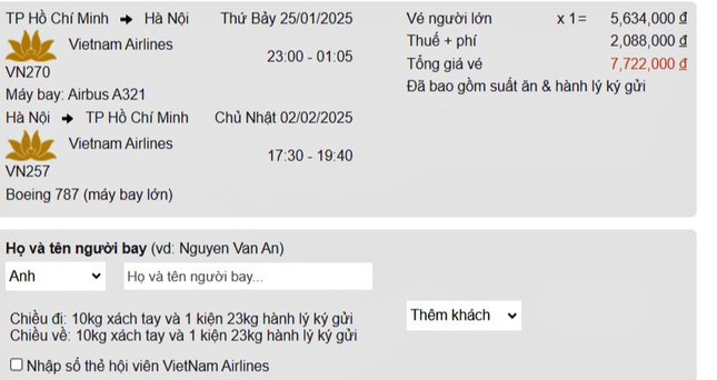 Giá vé máy bay Tết đã tăng gấp đôi so với ngày thường.