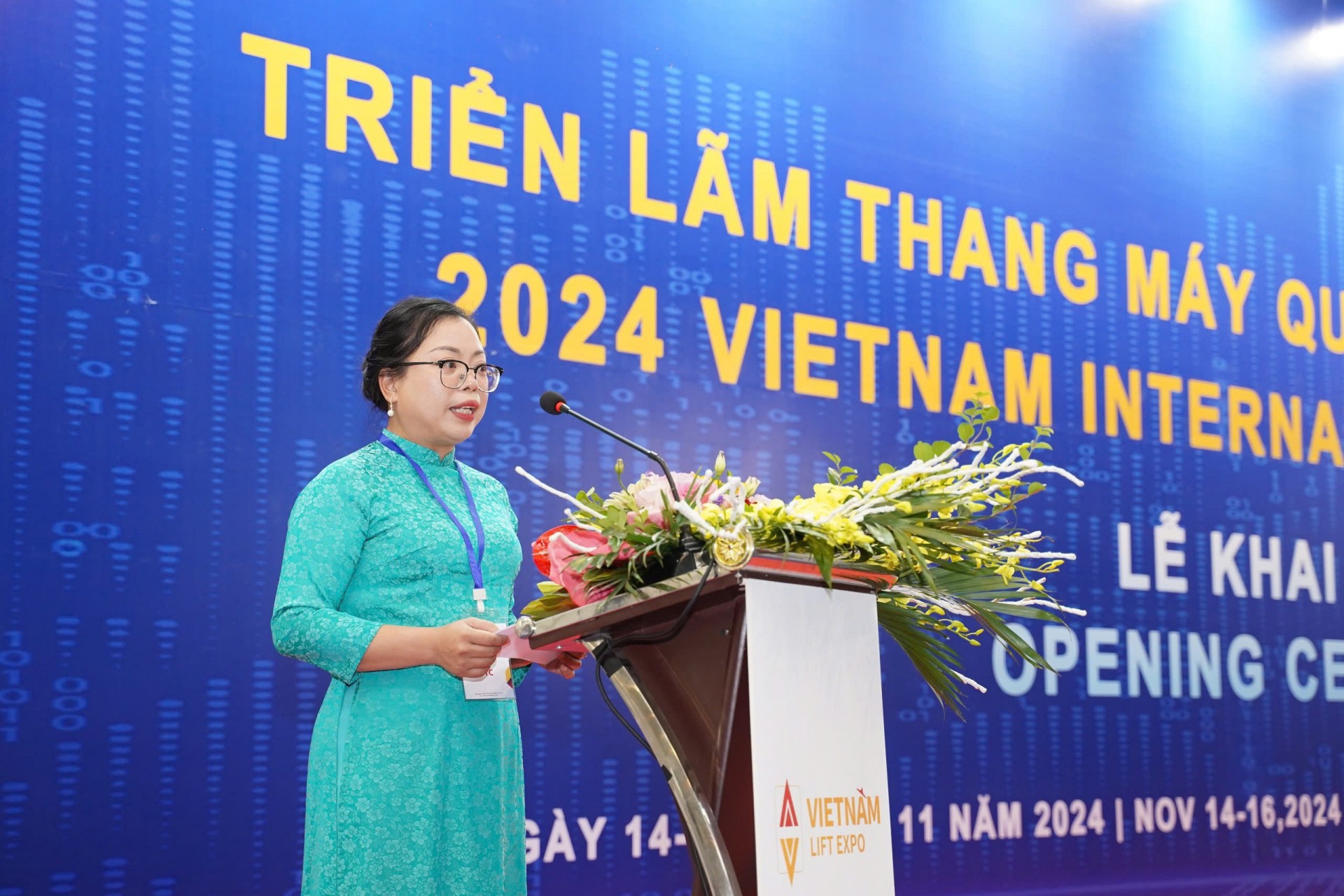 bà Nguyễn Thị Kim Liên, Trưởng ban tổ Chức Triển lãm Thang máy Quốc tế Việt Nam 2024 