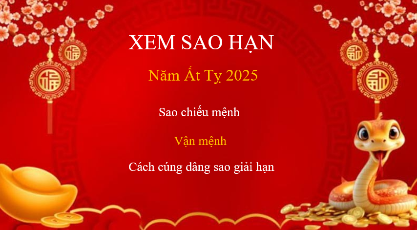 Bảng sao hạn năm 2025 Ất Tỵ cho 12 con giáp chính xác