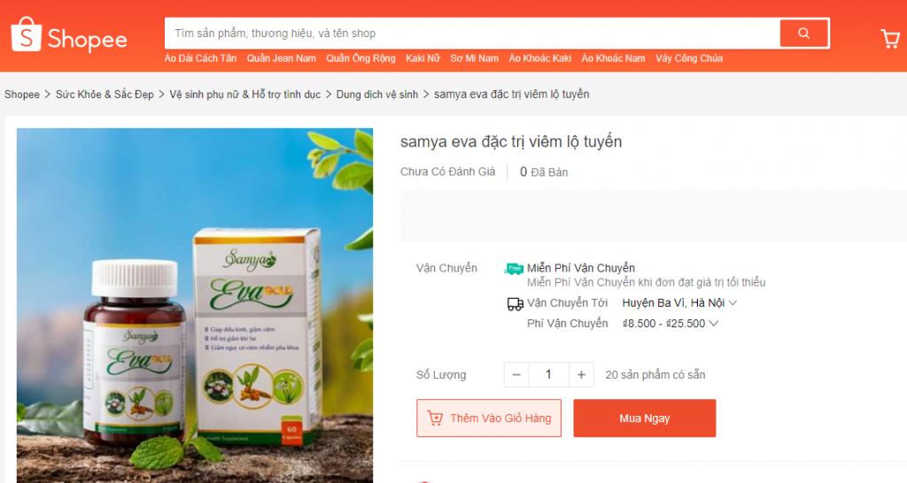 Công ty Phúc Minh vi phạm quảng cáo thực phẩm bảo vệ sức khỏe Samya EvaGold