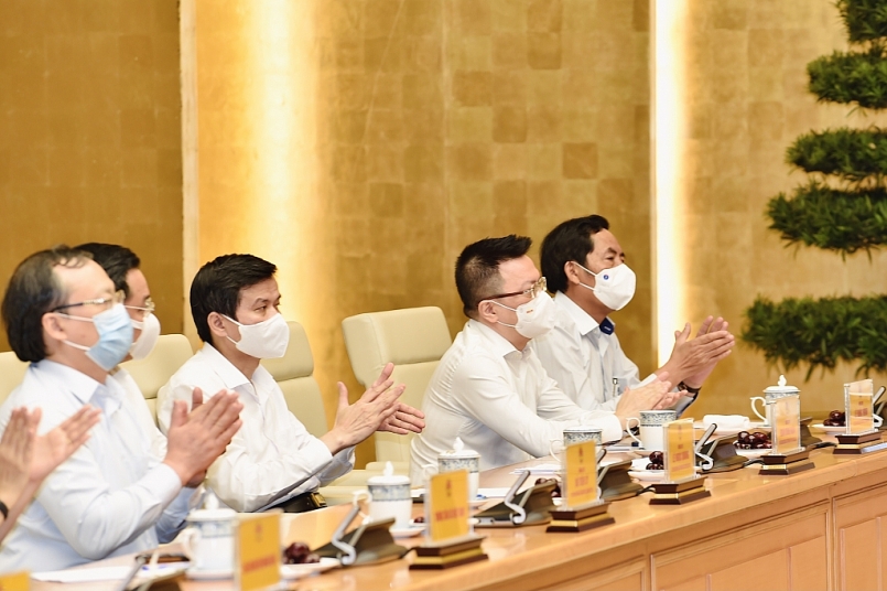 Lãnh đạo Hội Nhà báo Việt Nam, các cơ quan báo chí tham dự cuộc gặp mặt. - Ảnh: VGP/Nhật Bắc