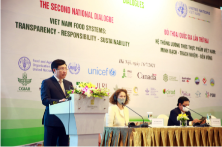 Phó Thủ tướng Phạm Bình Minh gửi lời cảm ơn các tổ chức của LHQ, Ngân hàng Thế giới, cộng đồng quốc tế và các nhà tài trợ đã đồng hành với sự phát triển của Việt Nam, trong đó có nông nghiệp và nông thôn. Ảnh VGP/Hải Minh