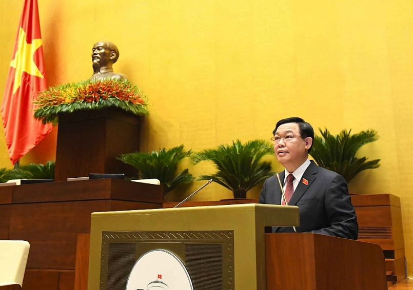 Chủ tịch Quốc hội khóa XIV Vương Đình Huệ phát biểu khai mạc Kỳ họp